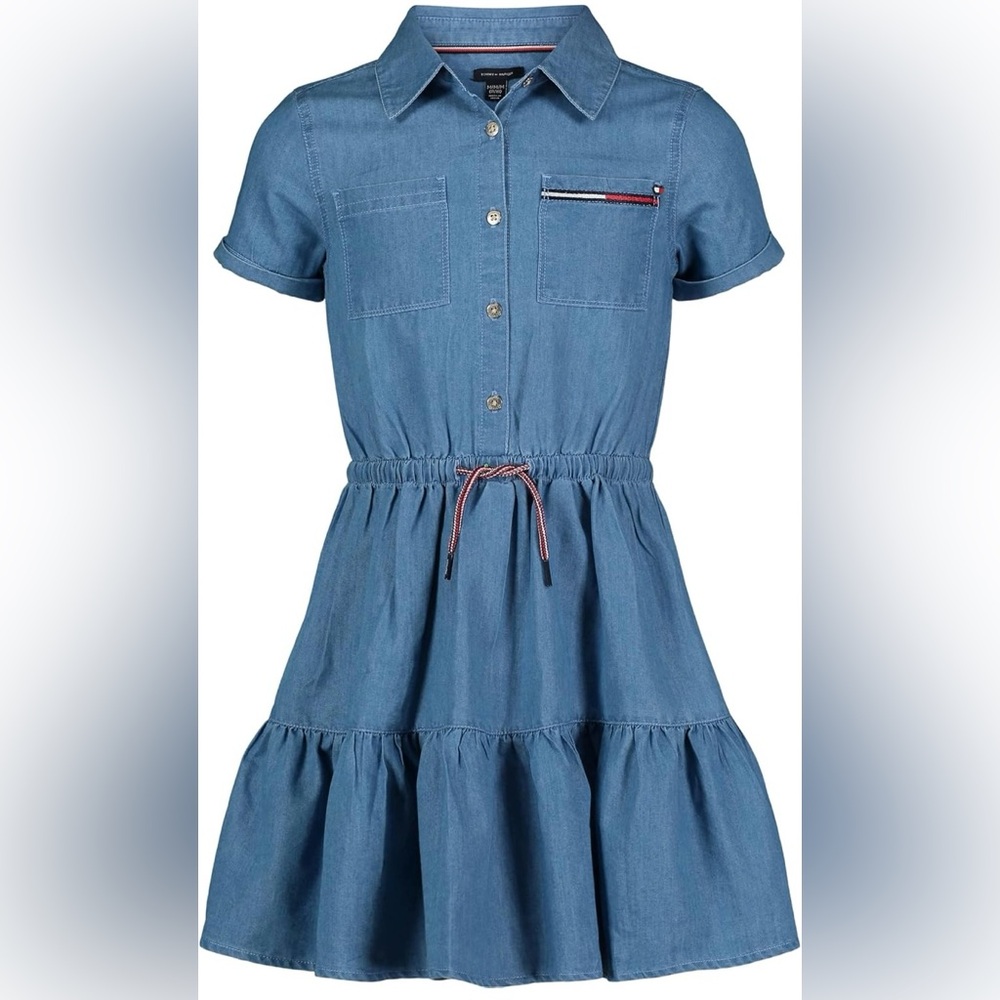 Tommy Hilfiger Blue Ruffled Tiered Dress